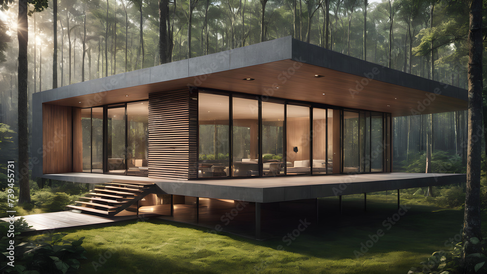 modern house in the woods