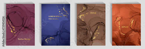 Exclusive wedding invitation card backgrounds vector set. Fluid