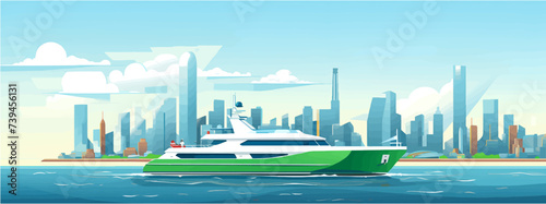 ship yacht  in the sea harbour for tourist spot  green travel  green business  green city  green transport