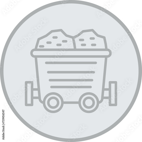 Mining Cart Grey Line Circle Icon