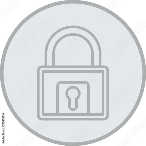 Padlock Grey Line Circle Icon