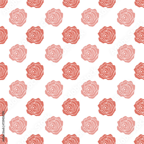 Floral seamless pattern with rose flowers. Simple hand-drawn style. Pretty ditsy for fabric  textile  wallpaper. Digital paper in pink background