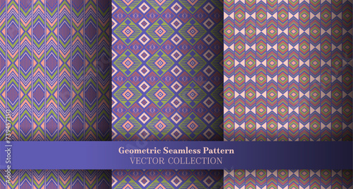 Abstract geometrical argyle seamless pattern collection. Arabian