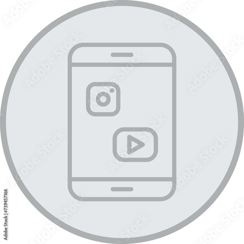 Social Media Grey Line Circle Icon