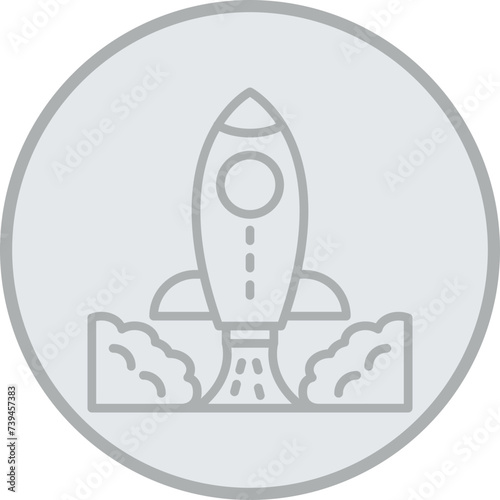 Rocket Grey Line Circle Icon