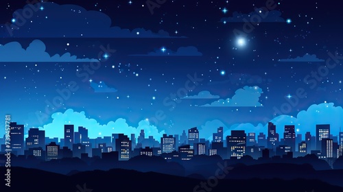 Star City Night Background.city skyline at night under a starry sky