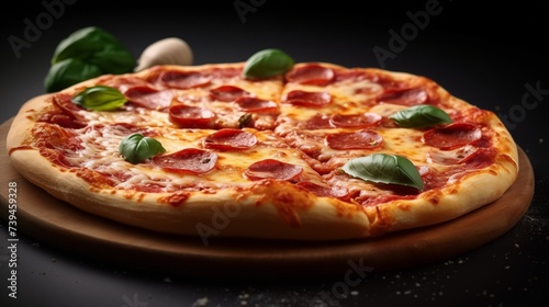 delicious pepperoni pizza close-up