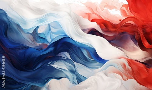 Fabric texture of the flag of France. red, white, blue color. symbolism. background. wave.texture background photo