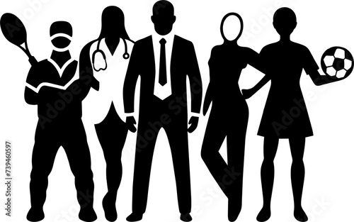 Minimalist human meditation silhouette, business professional's silhouette, animal print texture, neuter, artificial intelligence, winner trophy logo  Silhouette Vector Graphics element illustration