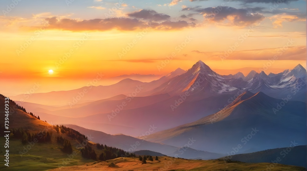sunrise in the mountains, ai generated sunrise in the mountains, ai generated