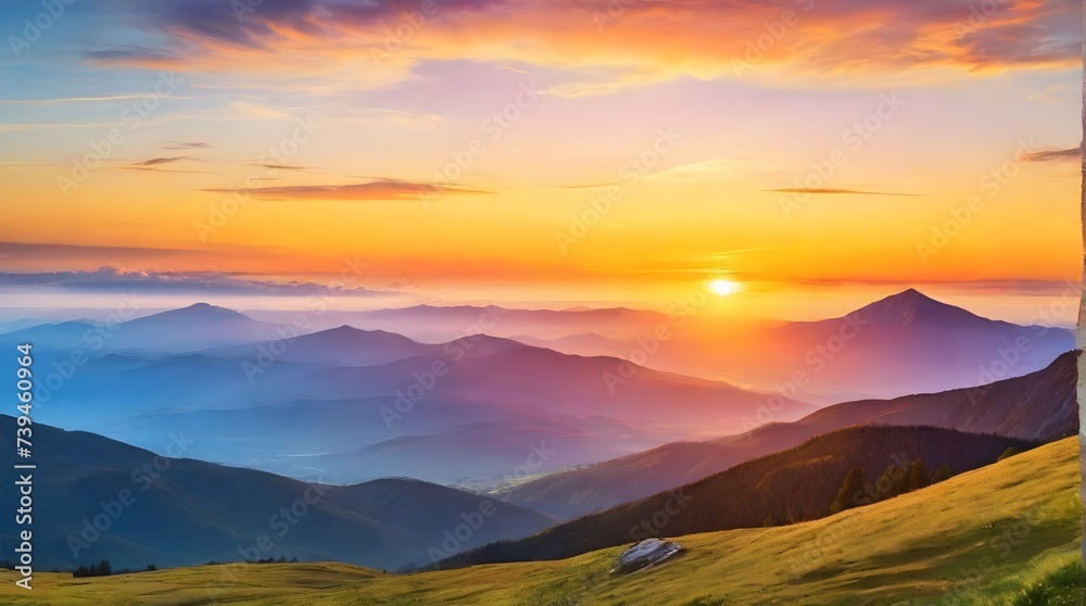 sunset over the mountains, ai generated