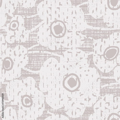 Monochrome organic shadow silhouette. Simple tropical allover abstract floral print pattern seamless texture on linen textile canvas background. eps 10