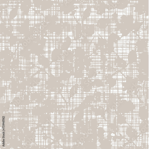 Monochrome organic shadow silhouette. Simple tropical allover abstract floral print pattern seamless texture on linen textile canvas background. eps 10