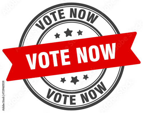 vote now stamp. vote now label on transparent background. round sign