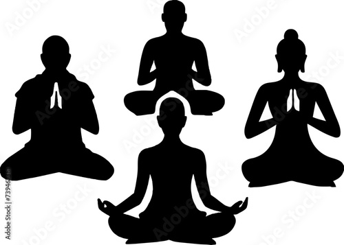 Minimalist human meditation silhouette, business professional's silhouette, animal print texture, neuter, artificial intelligence, winner trophy logo  Silhouette Vector Graphics element illustration