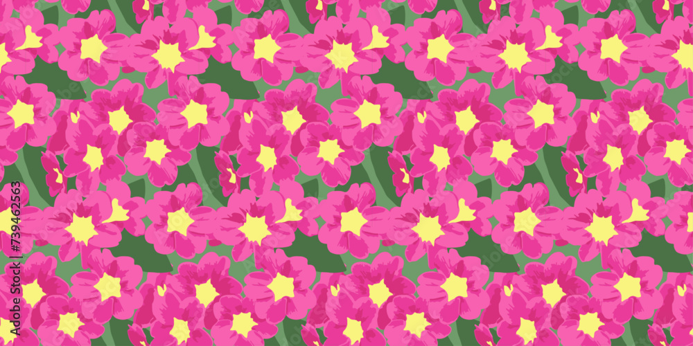 Pink Primrose Seamless Pattern