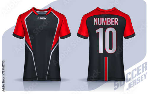 t-shirt sport design template, Soccer jersey mockup for football club. uniform front and back view.	