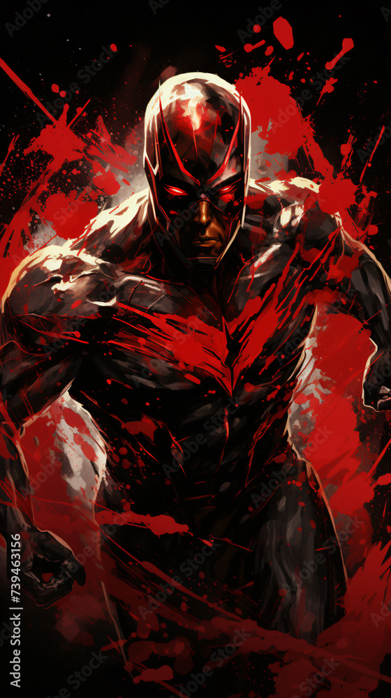 daredevil in a dynamic pose against a dark background Generative AI daredevil in a dynamic pose against a dark background Generative AI