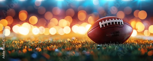 American rugby ball on color bokeh photo