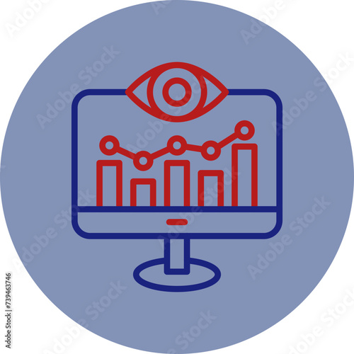 Monitoring Line Two Circle Icon