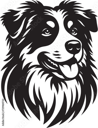 Australian Shepherd Dog Head Silhouette Portrait Vector