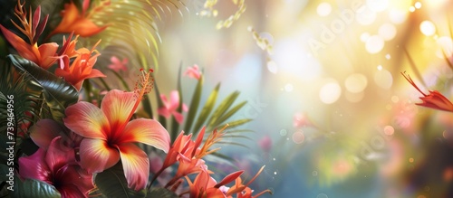 Beautiful bouquet of assorted fresh flowers with a soft blur background in a garden