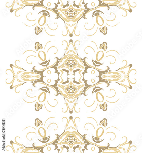 Golden border ornament, on white background, ornamental decor