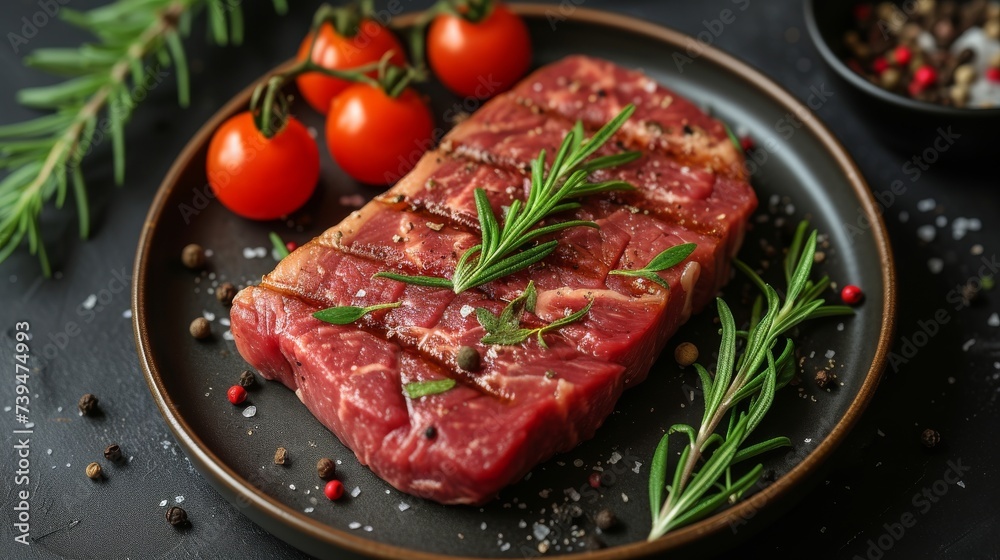 a raw steak on a Plate well decorated as a product photo