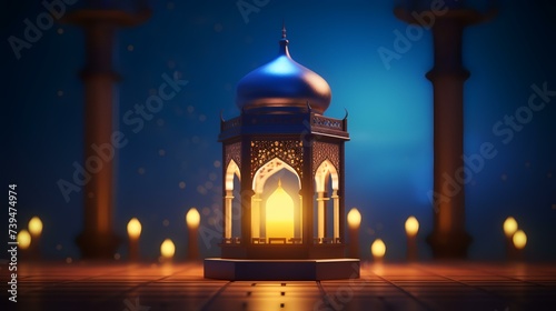 Ramadan Kareem background with Arabic lantern. 3d rendering
