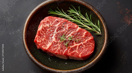 a raw steak on a Plate well decorated as a product photo