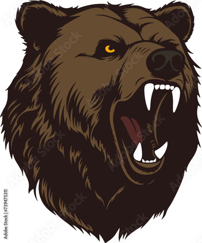 Brown bear grizzly head mascot.
