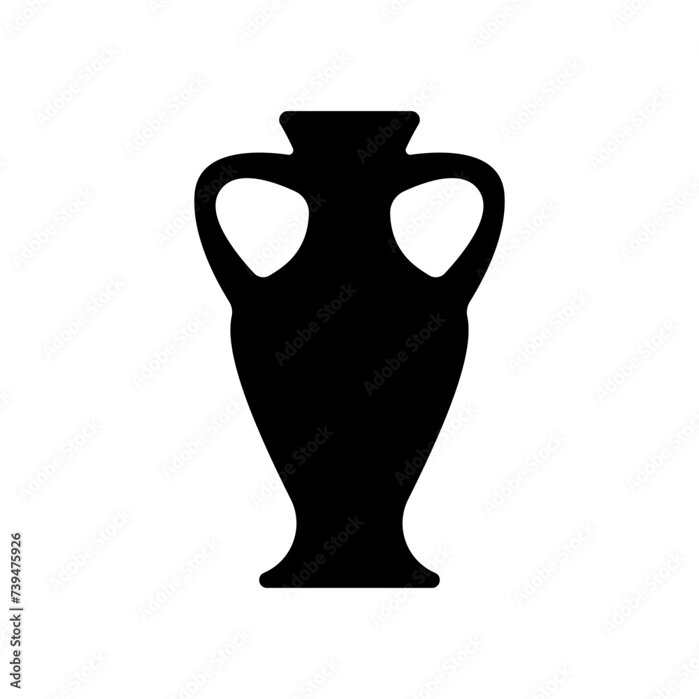 Jug with handles icon. Black silhouette. Front side view. Vector simple flat graphic illustration. Isolated object on a white background. Isolate.