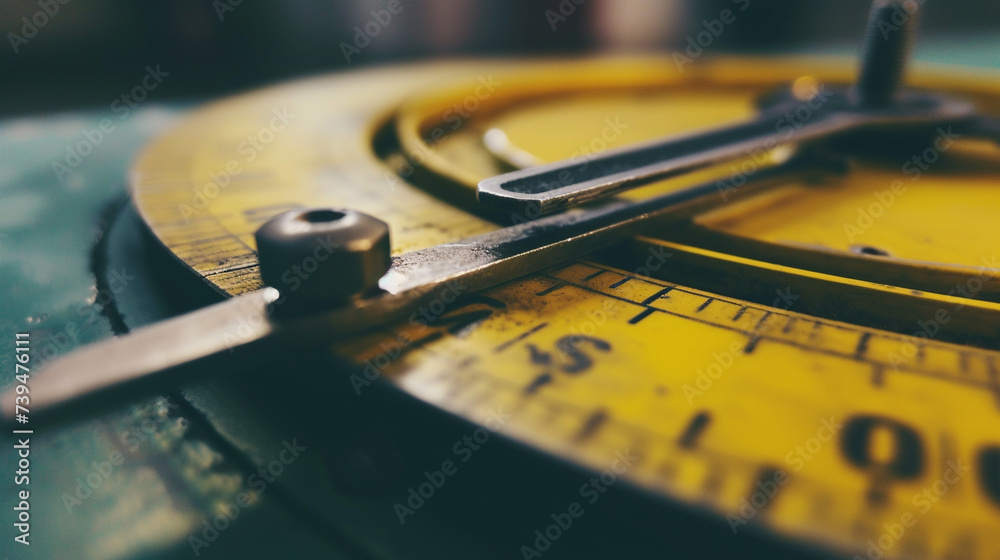 Accurate measuring tool caliper and metal ruler lie on top of each other. close-up.engineering background concept - obrazy, fototapety, plakaty 