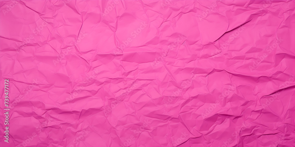 Fototapeta premium Crumpled pink paper texture. Abstract minimalist background. Image for background, wallpaper, and banner with copy space.