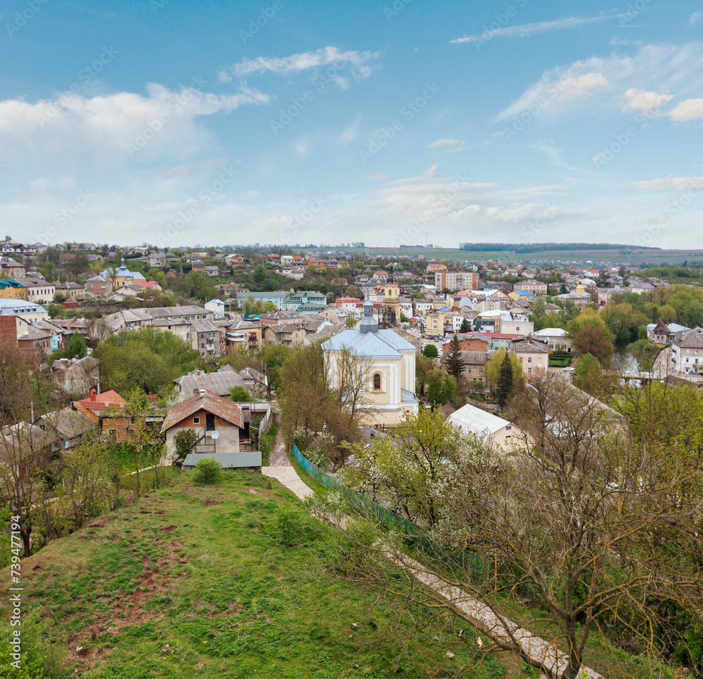 Panoramic spring view of Buchach town (Ternopil Oblast, Ukraine).