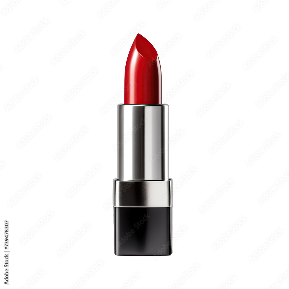 Luxurious Red Lipstick in Stylish Black Case on transparent Backdrop Luxurious Red Lipstick in Stylish Black Case on transparent Backdrop