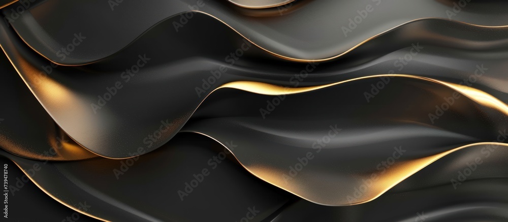3d rendering texture black and gold pattern abstract background, AI generated image