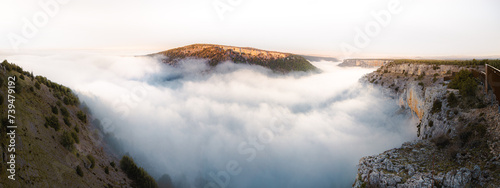 Canyon at dawn with clouds (Barranco del Rio Lobos, Soria)