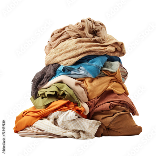 Pile of dirty laundry isolated on white or transparent background