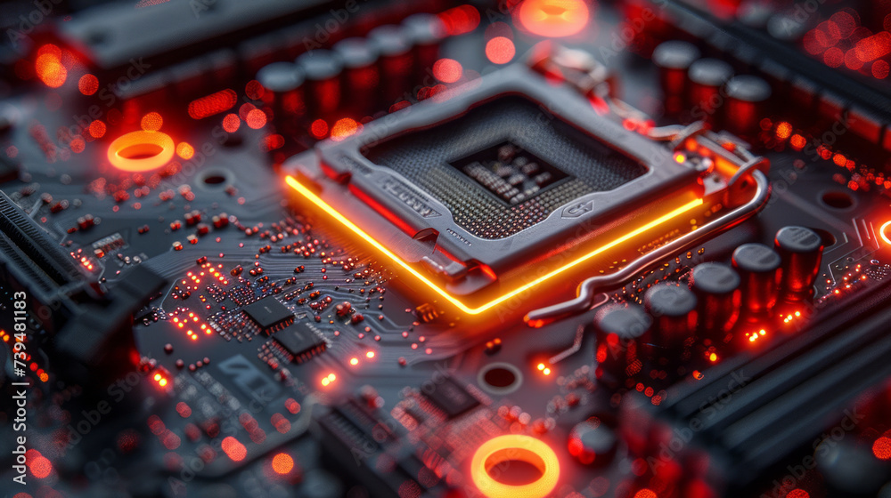 Macro Photography of a Computer motherboard,generative ai Macro Photography of a Computer motherboard,generative ai