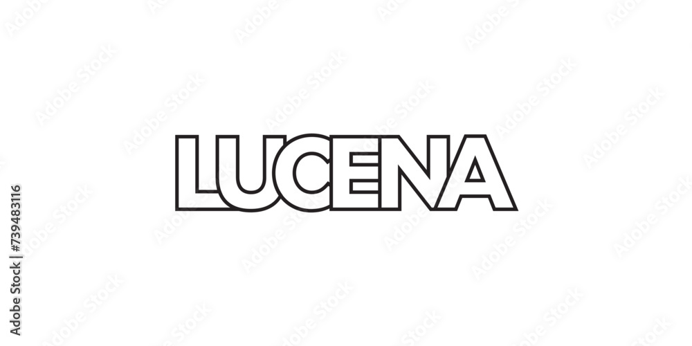 Lucena in the Philippines emblem. The design features a geometric style, vector illustration with bold typography in a modern font. The graphic slogan lettering. Lucena in the Philippines emblem. The design features a geometric style, vector illustration with bold typography in a modern font. The graphic slogan lettering.