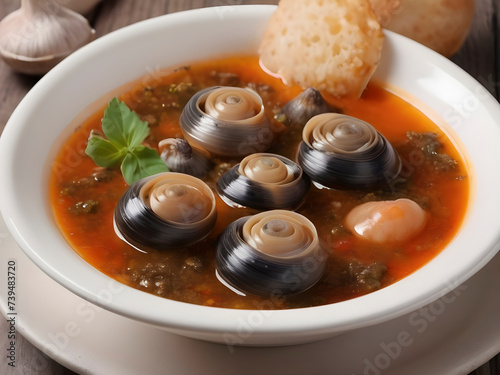 Snails from the Earth Cooked in a Buttery, Aromatic Sauce, Served in Unique Shells photo