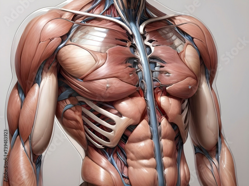 Thorough Drawing of Human Body Revealing Transparent Layers photo