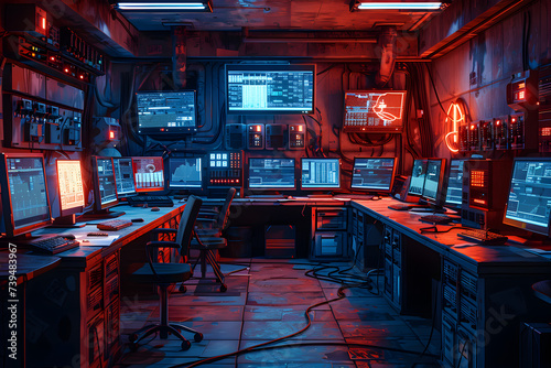 An underground bunker with servers defended by cybersecurity specialists.