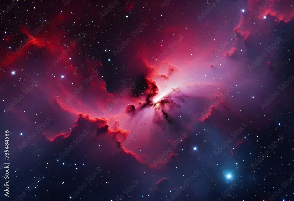 Fototapeta premium nebula from outer space in minimal style, with shiny stars