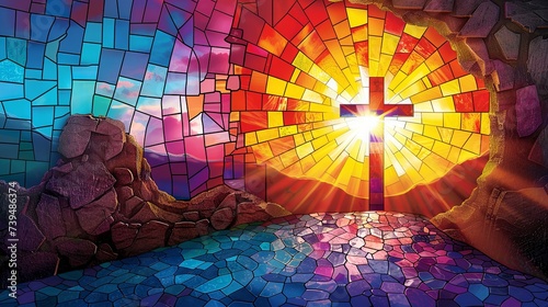 Easter Resurrection Stained Glass Background