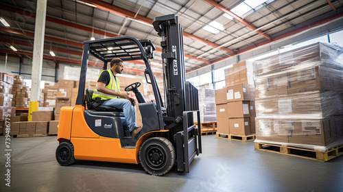 Man operating a forklift in a warehouse background ©  Mohammad Xte