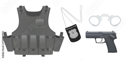 Police inspector set. vector illustration