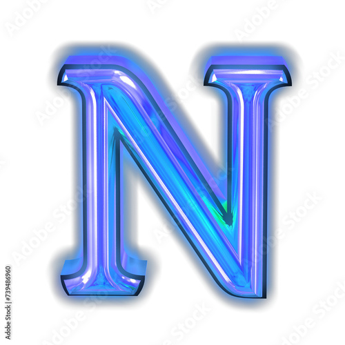 Glowing blue symbol. letter n