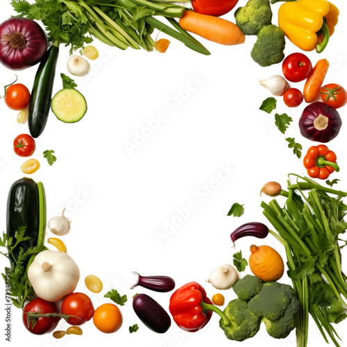 fruits and vegetables on white background 